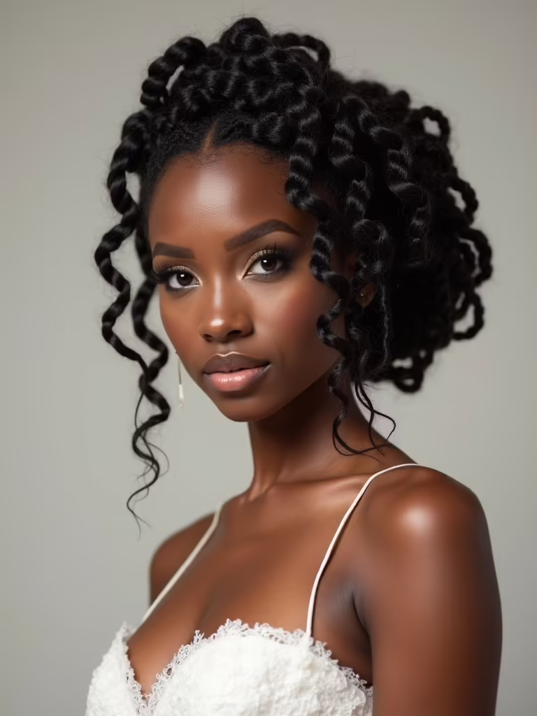 elegant sculpted locs updo