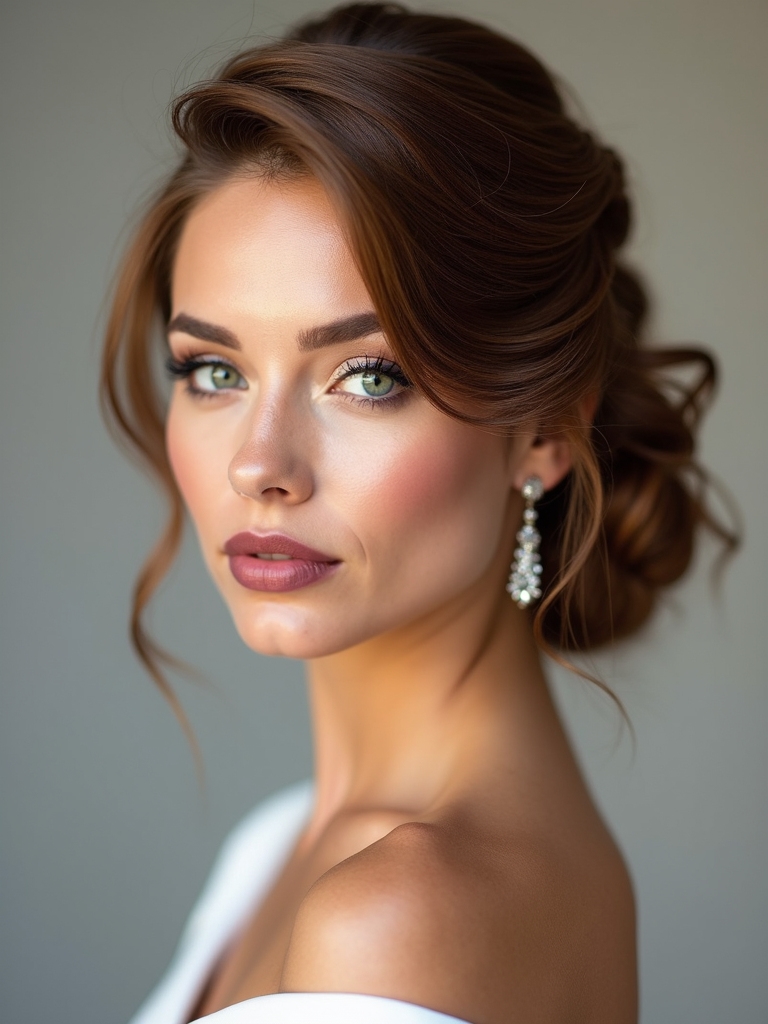 elegant side swept bridal hairstyle