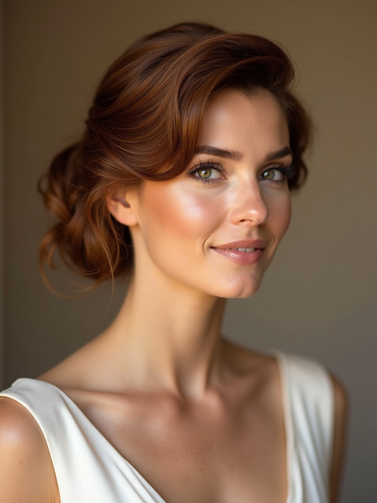elegant side swept low bun