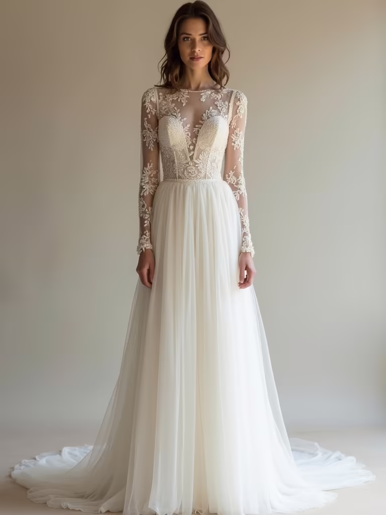 elegant sleeved wedding gowns