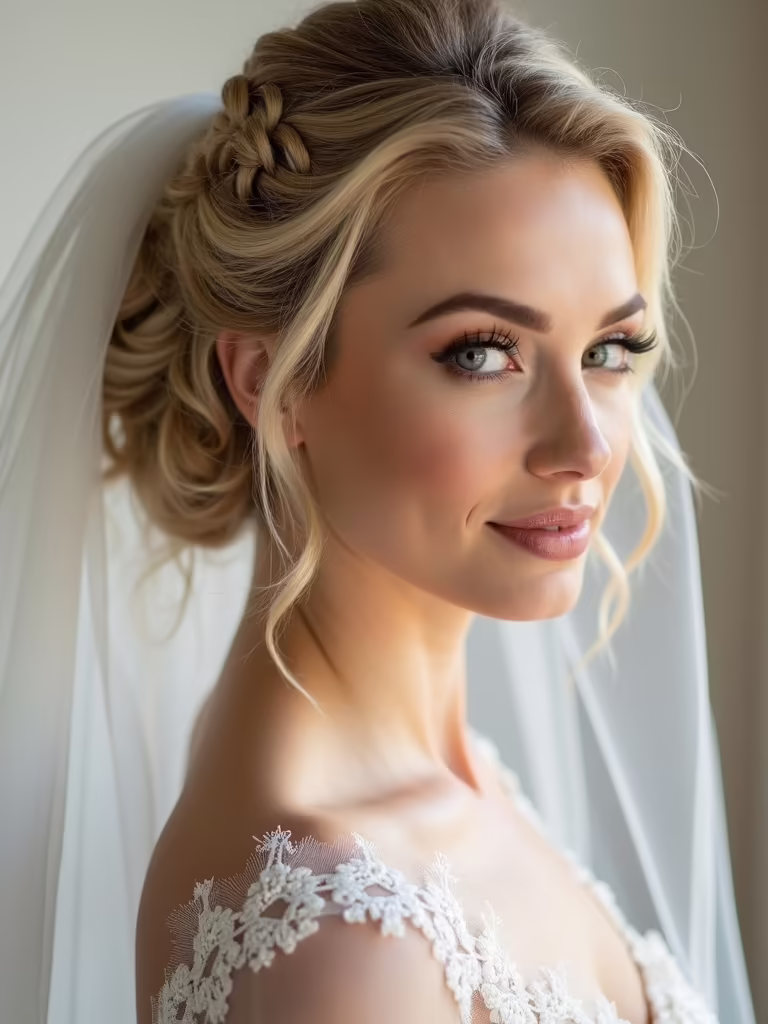 elegant updo veil support
