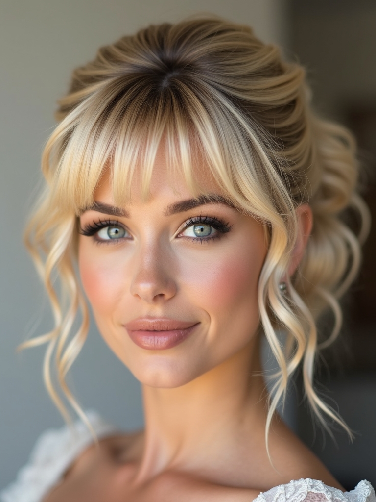 elegant updos with bangs