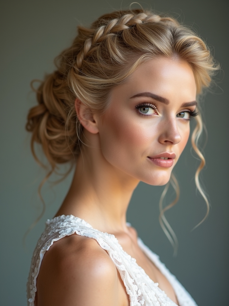 ethereal braided halo updo