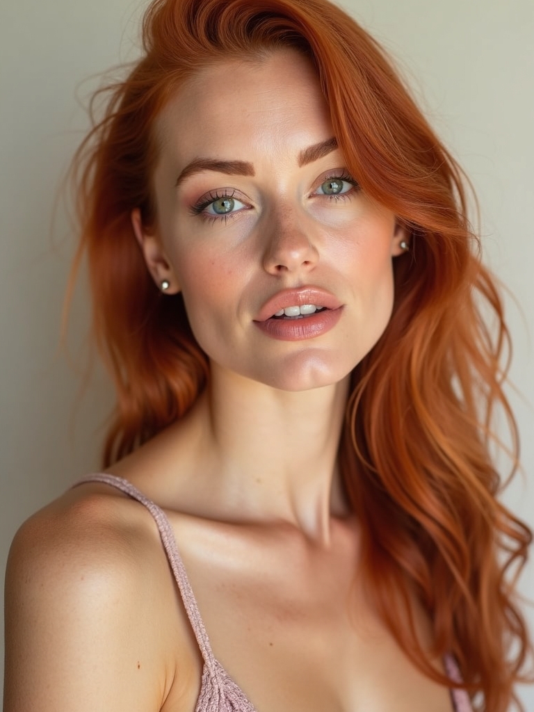 fiery hair bridal makeup