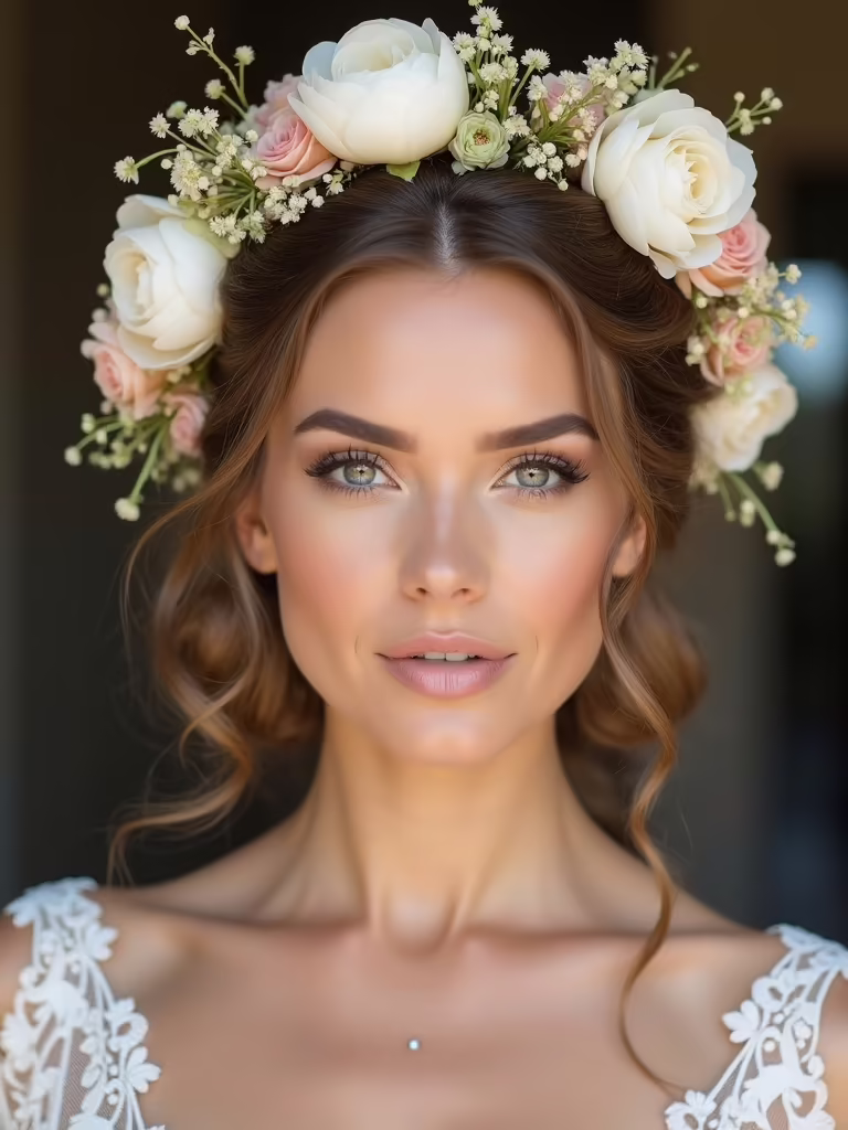 floral half up wedding hairstyle