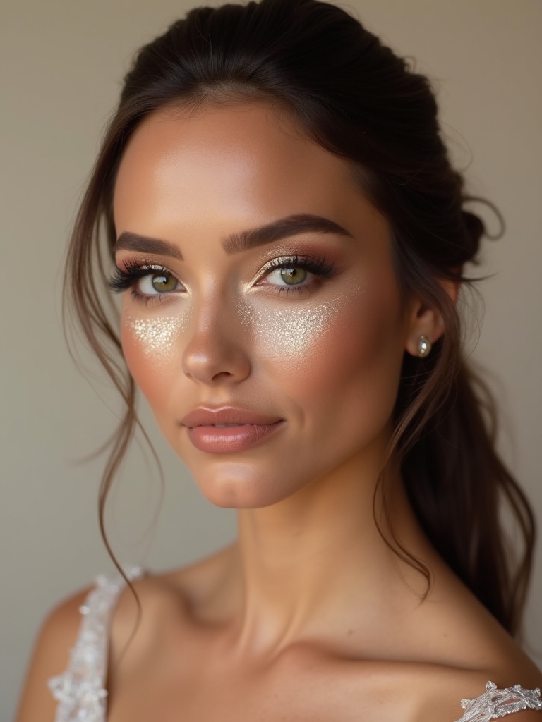 glamorous metallic bridal makeup