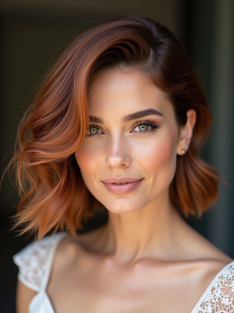 glamorous wavy shoulder length bob