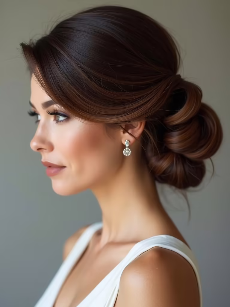 glossy caramel balayage bun