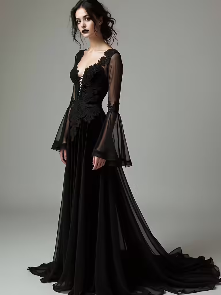 gothic black wedding dresses