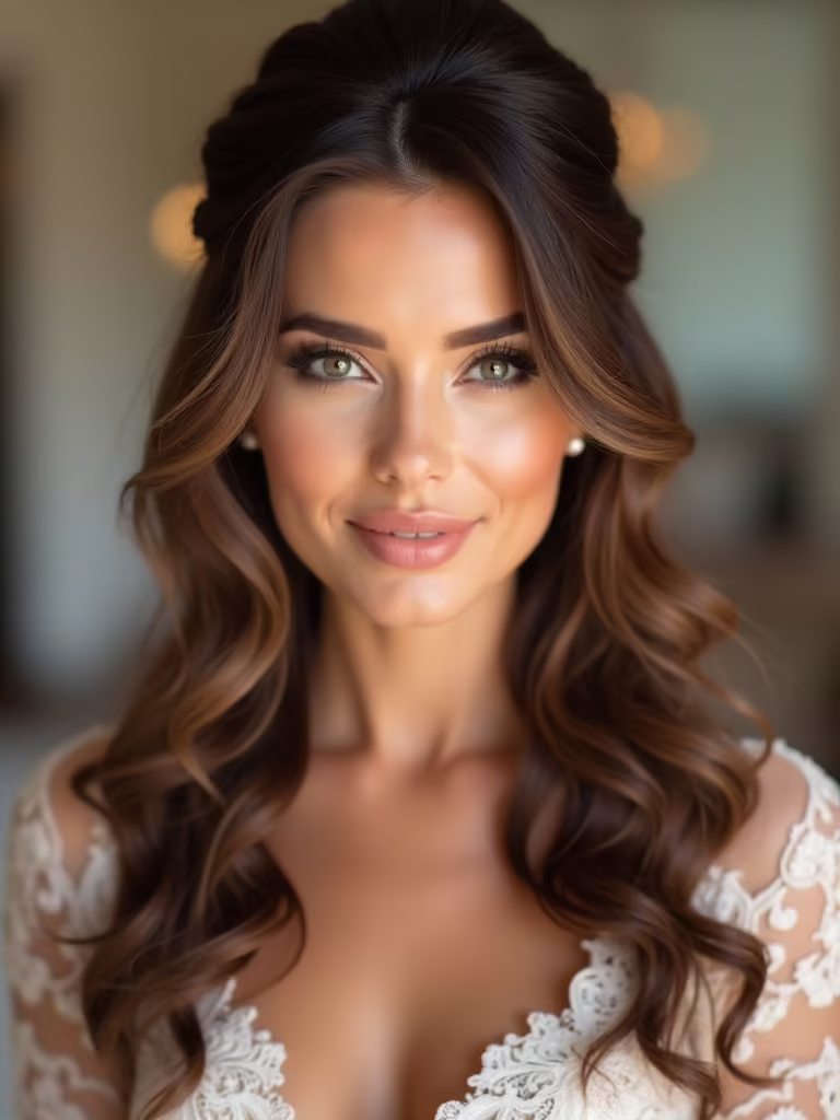 half up loose waves style