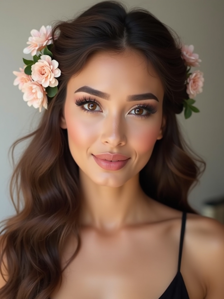 half up twists with blooms