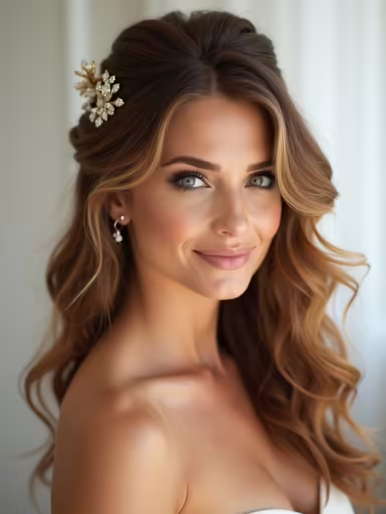 harmonious half up hairstyle coordination