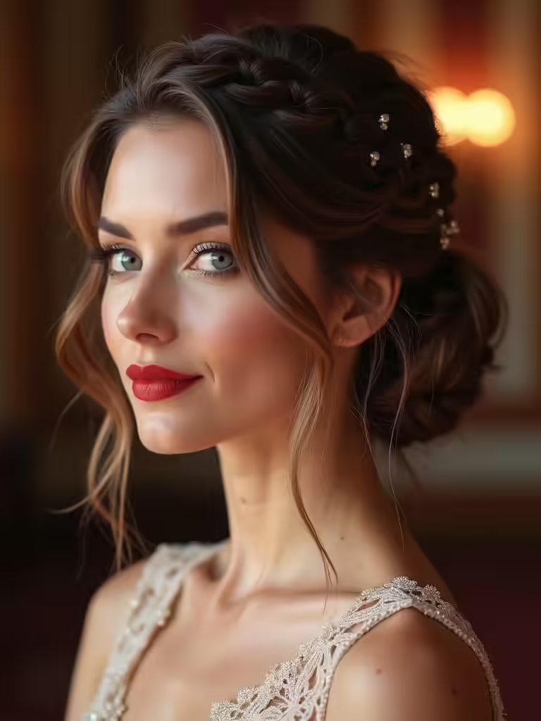 lace accented braid updo