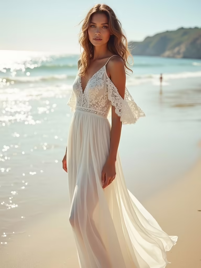 lightweight beach wedding gowns