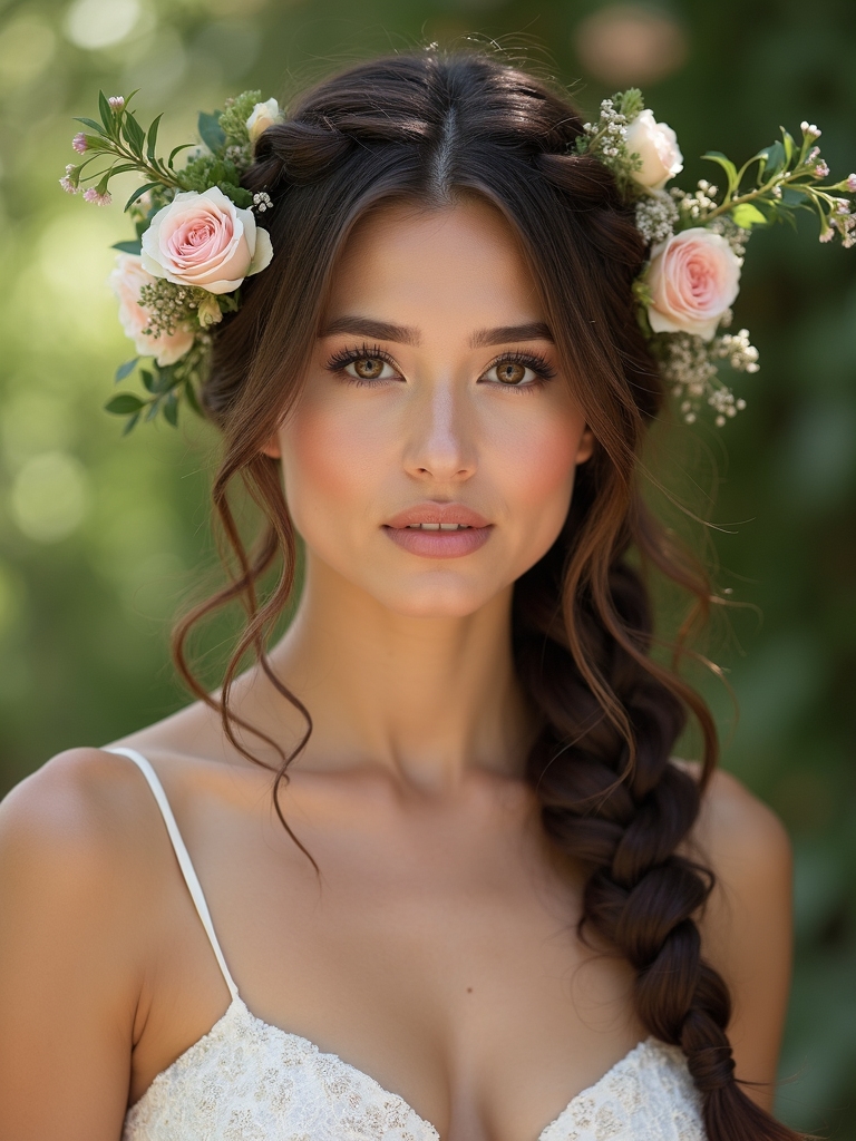 messy braids with florals