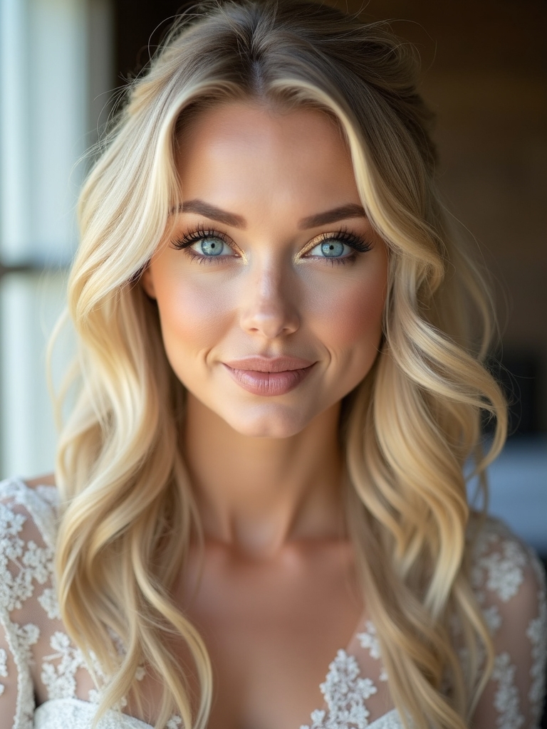 metallic gold bridal makeup