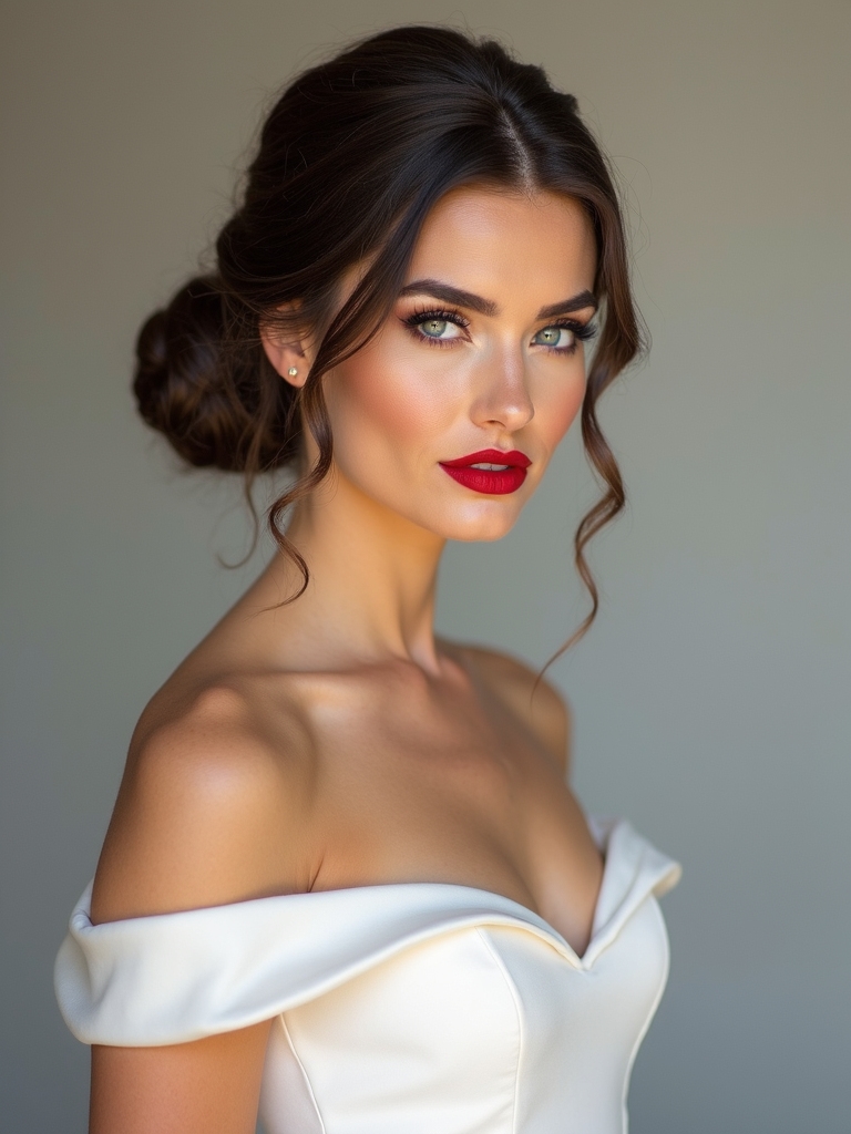 polished bun with veil