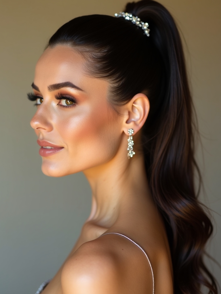 radiant ponytail with accessories