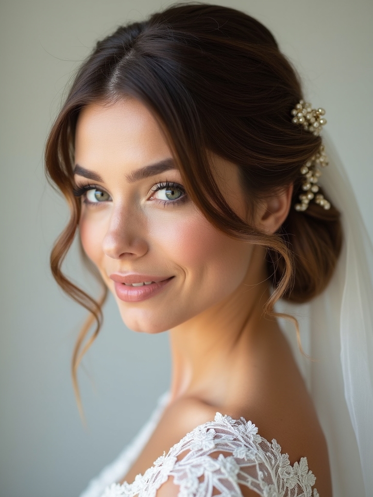 refined half up low bun