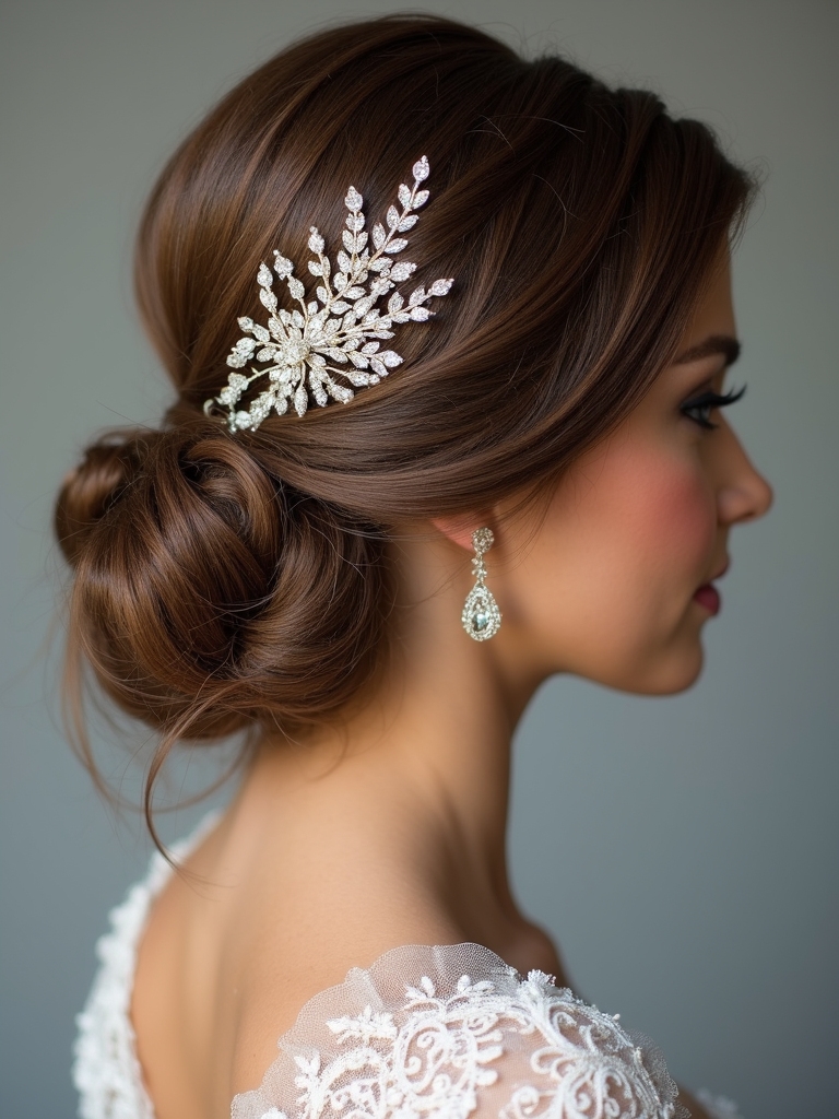 regal low bun hairstyle