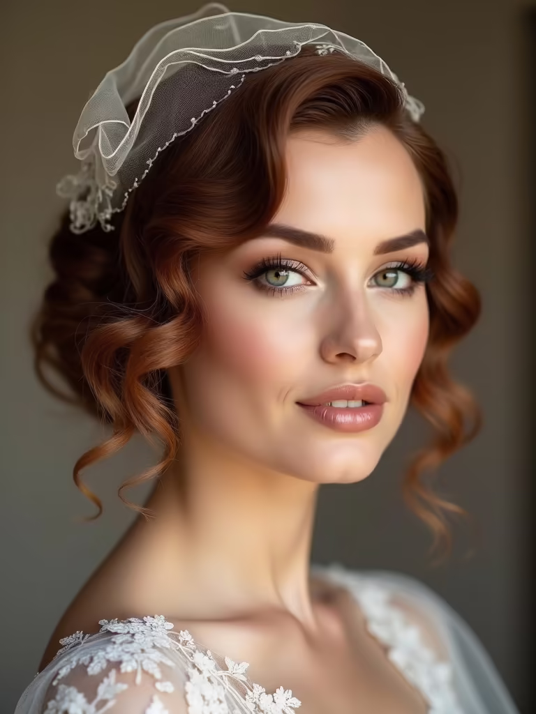 retro elegance with veil