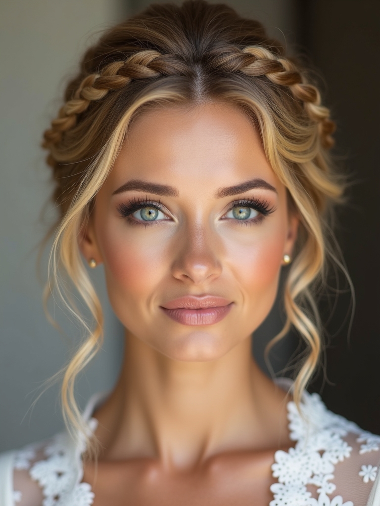 romantic braided crown hairstyle