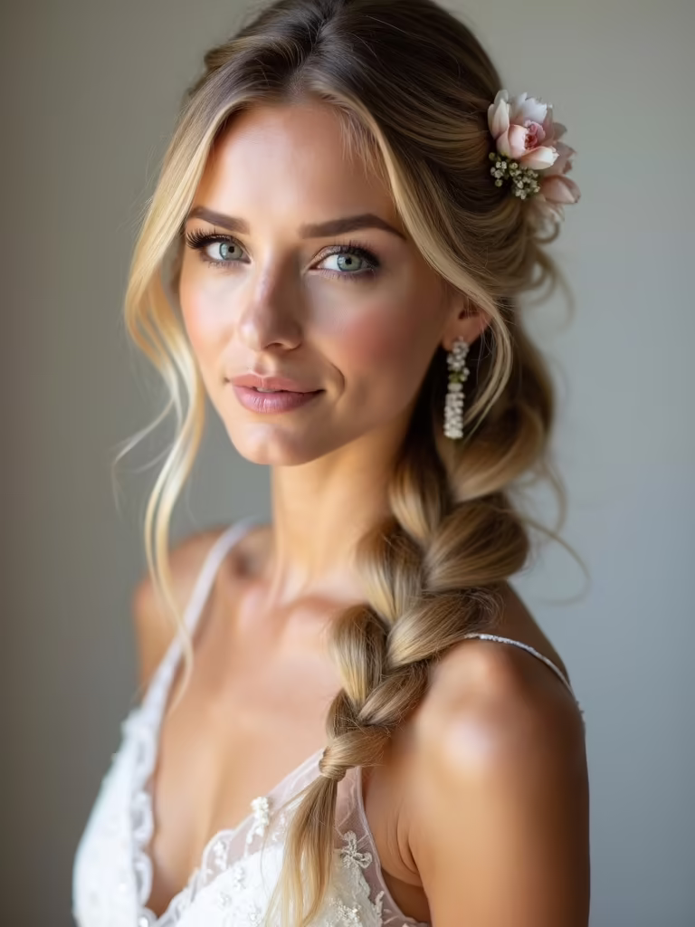 romantic braided half up hairstyle