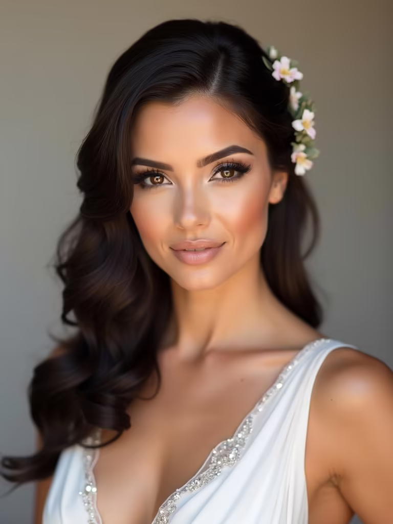 romantic bridesmaid hairstyles dark hair