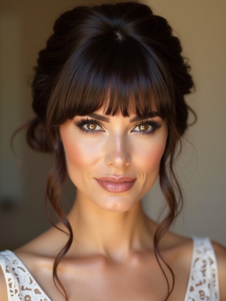 romantic dark hair updo