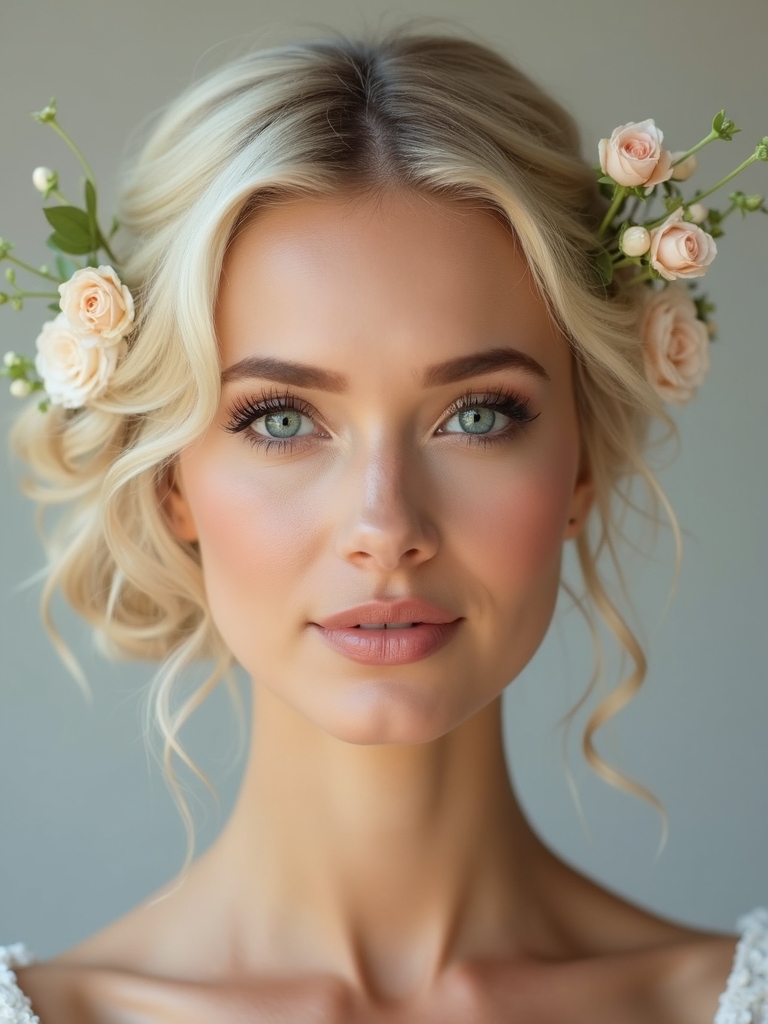 romantic floral accent updos