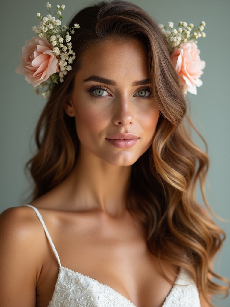 romantic half down hairstyles adorned