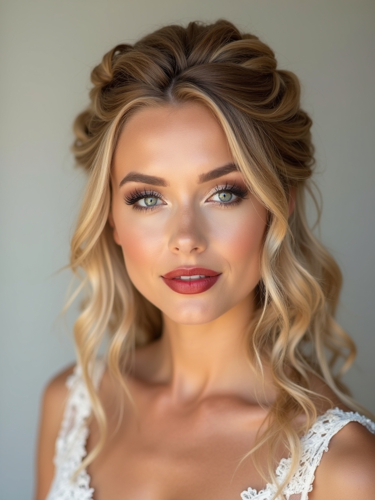 romantic half up braided hairstyle