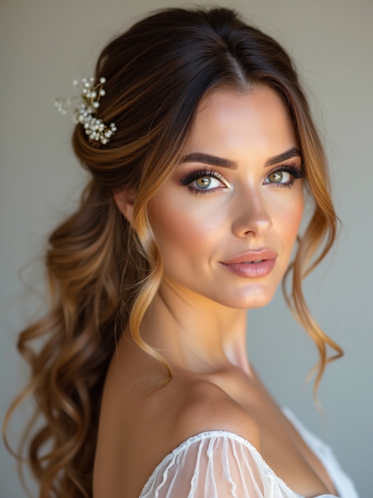 romantic half up bridal hairstyles