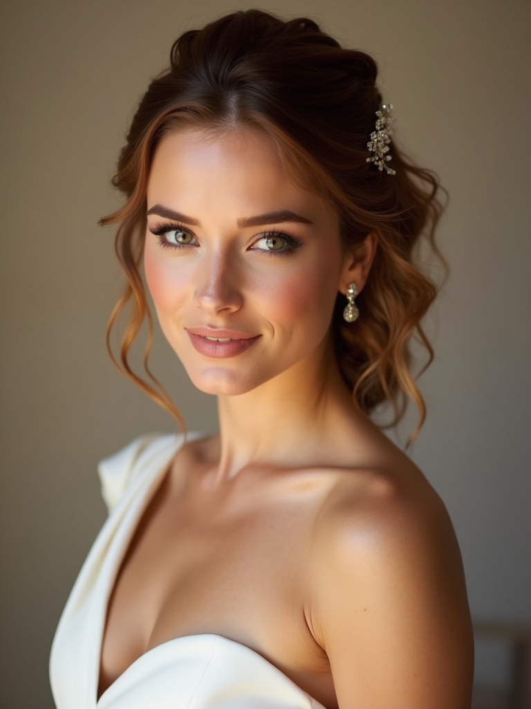 romantic half up hairstyle details