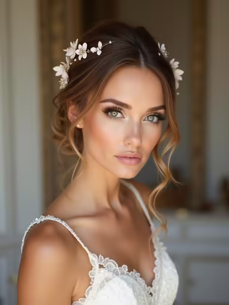 romantic half up hairstyles embellished