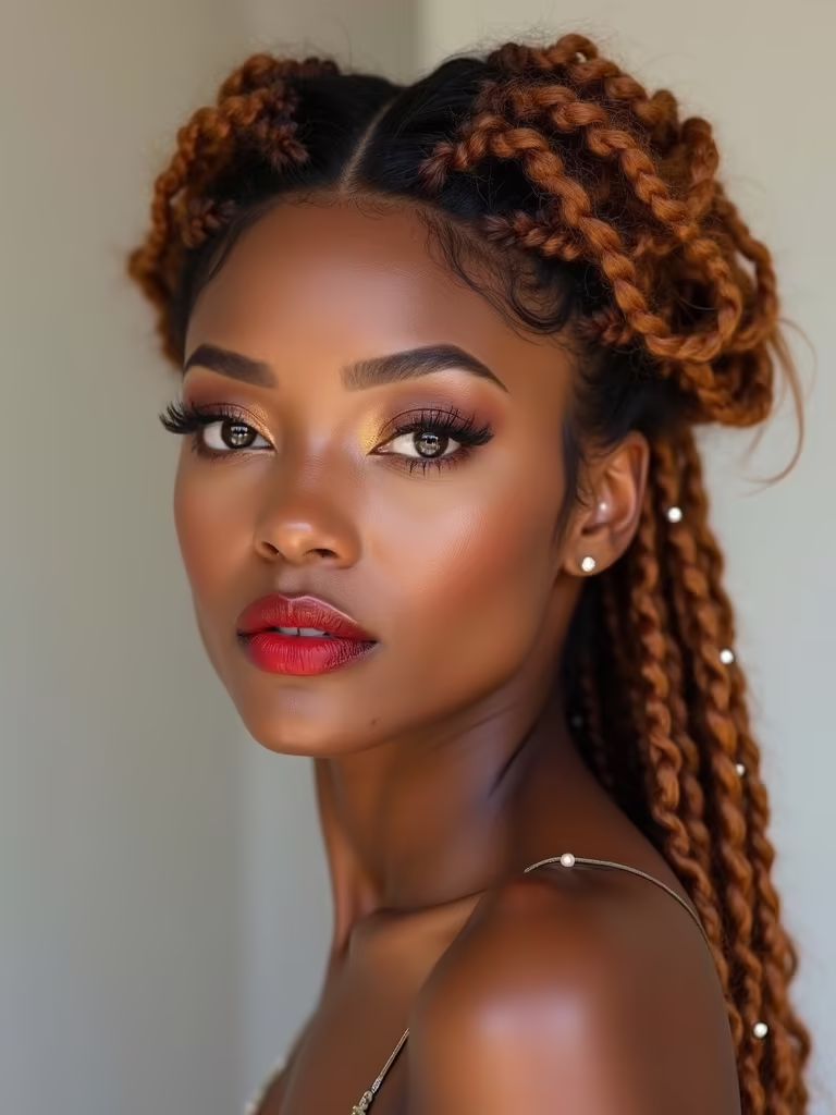 romantic half up loc styles