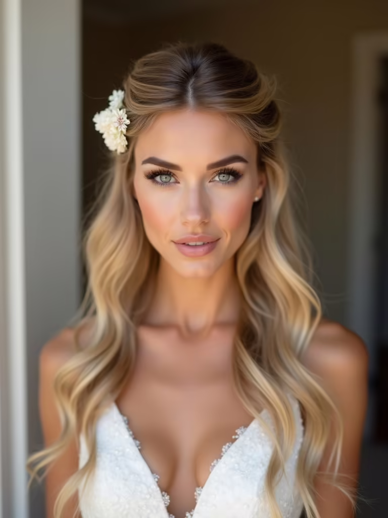 romantic half up wedding hairstyles