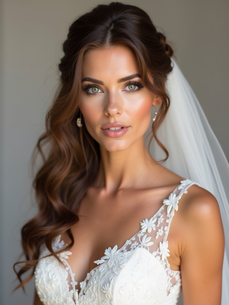 romantic lace veil hairstyle