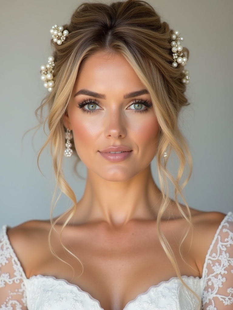 romantic low bun accents