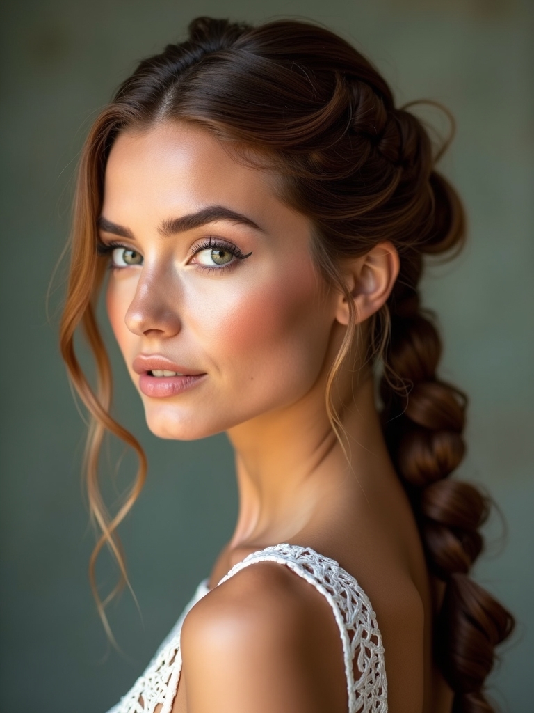 romantic low pony braids