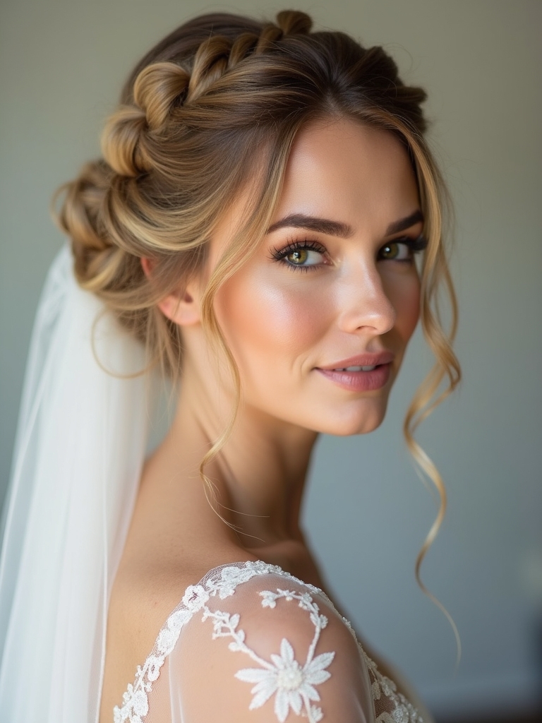 romantic textured face framing braids