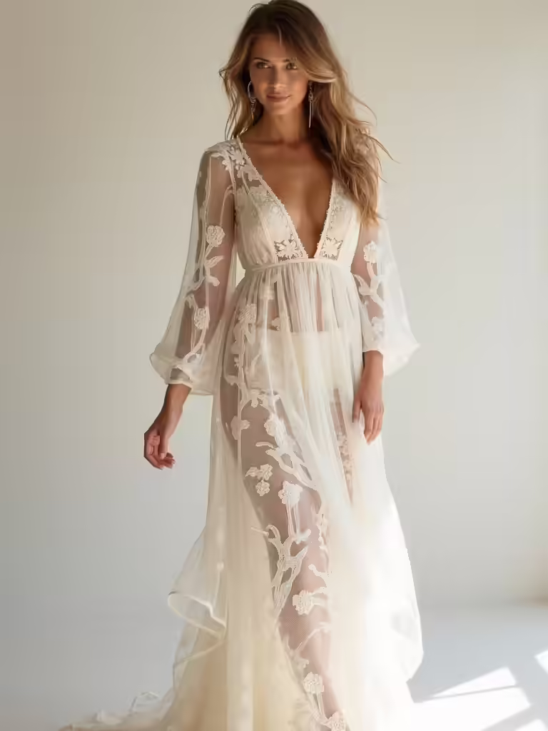 romantic unique boho gowns