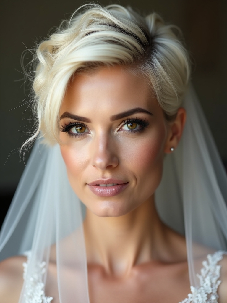 sculpted pixie veil styles