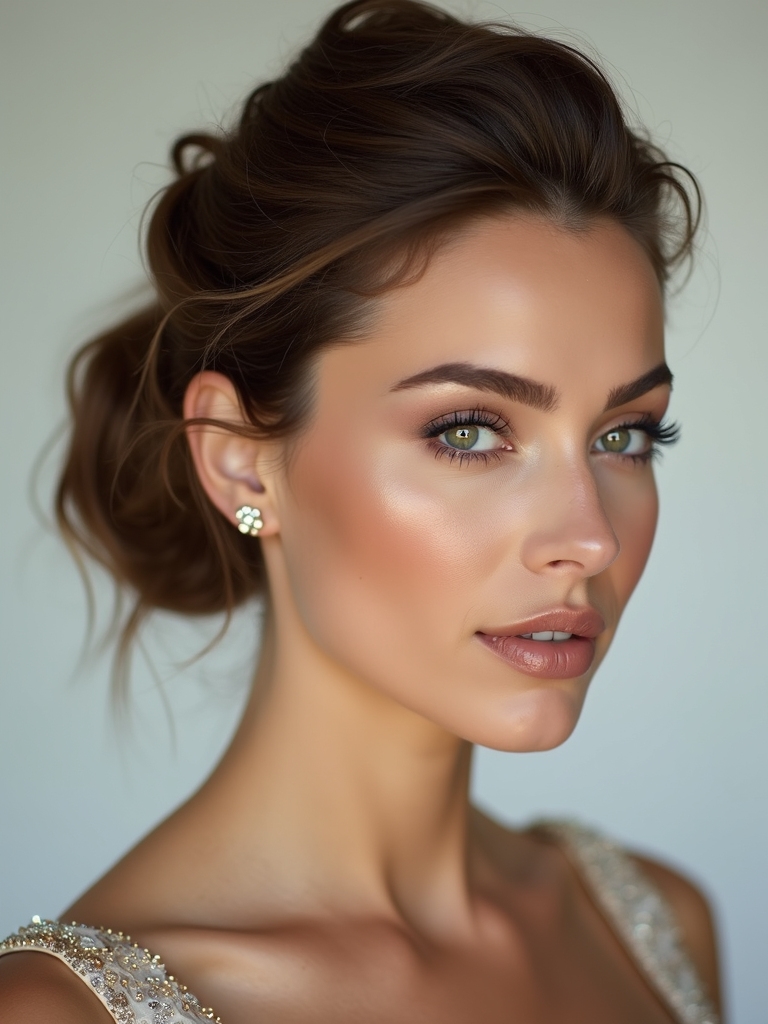 sculpted updo for jawline