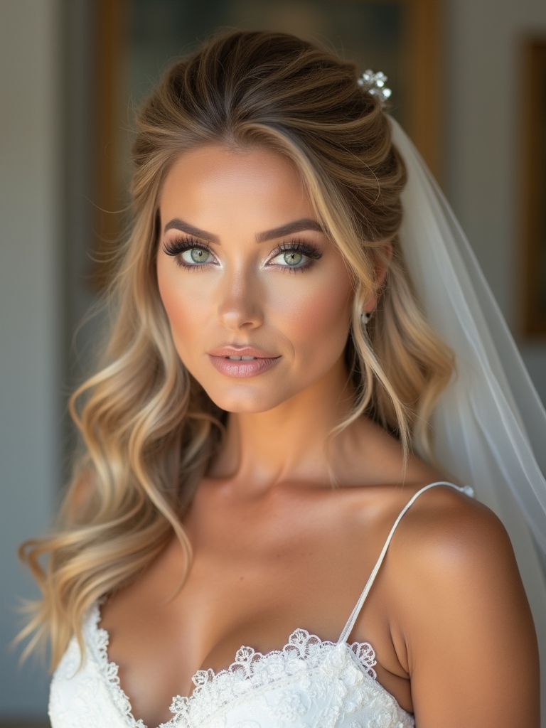 secure romantic half up style