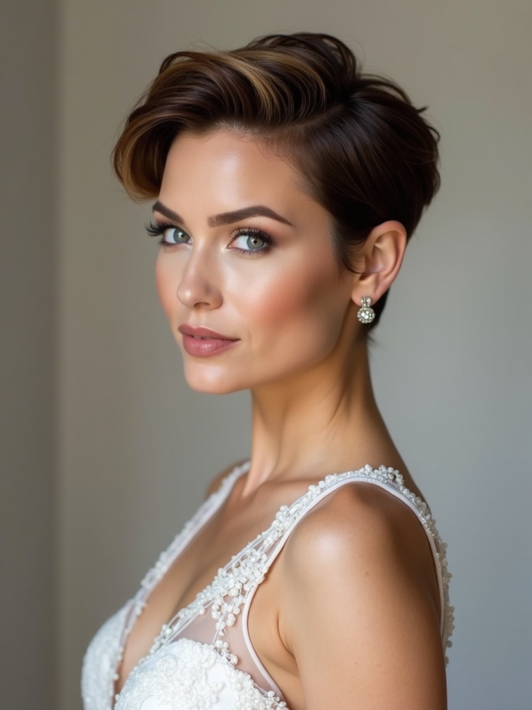 short hair bridal elegance