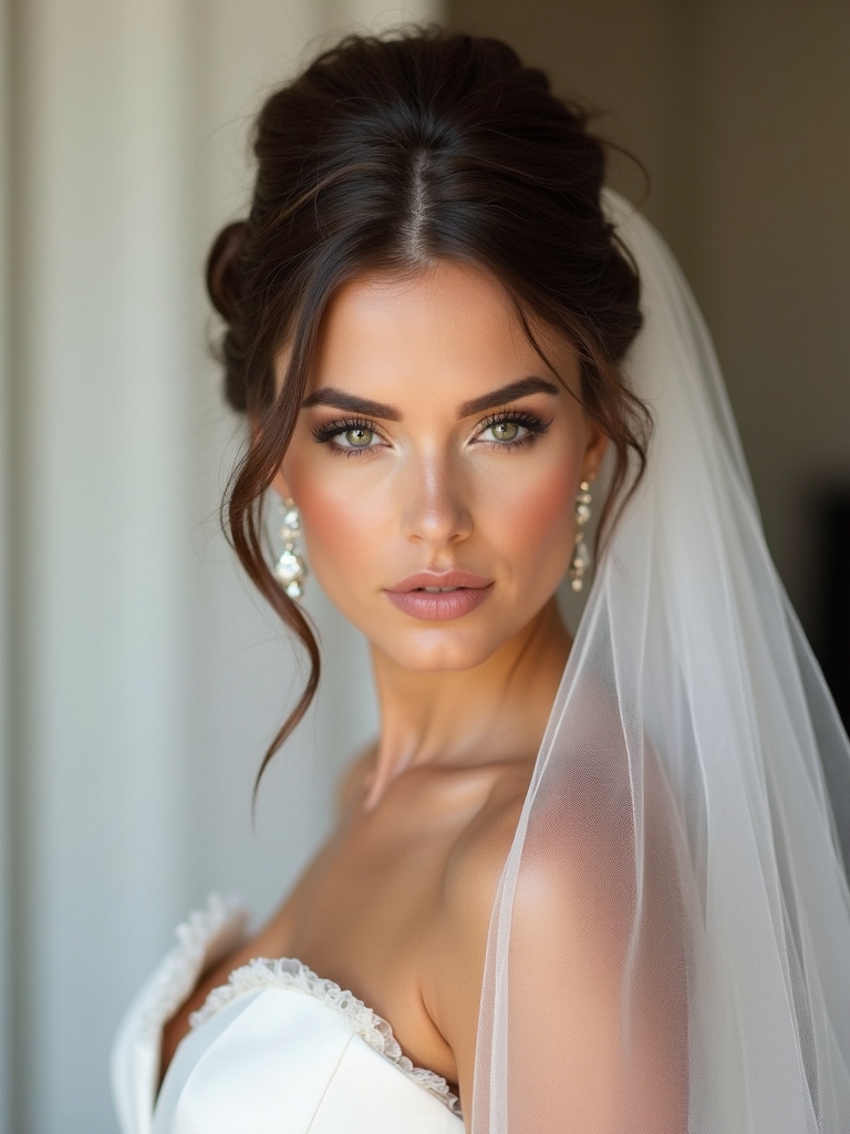 sleek blowout dramatic veil