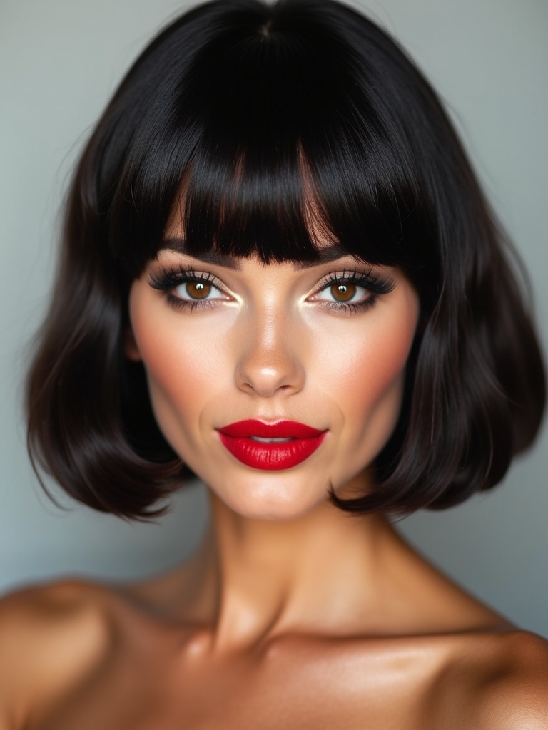 sleek bobs with bangs