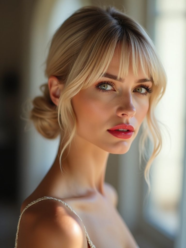 sleek bridal chignon style
