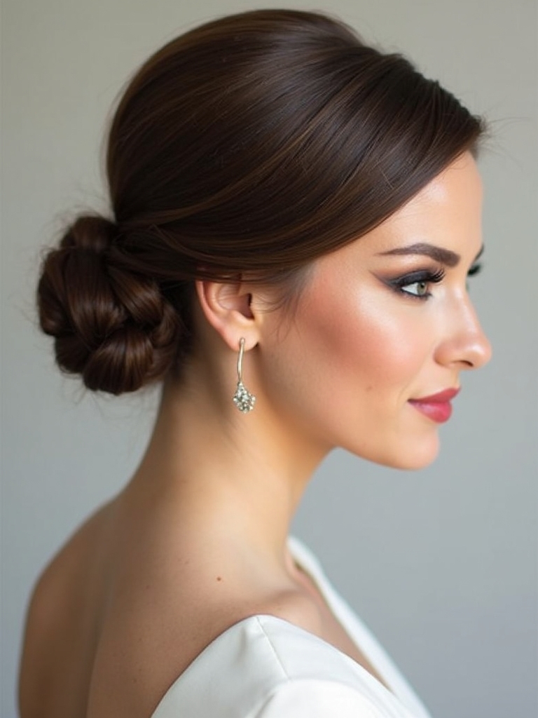 sleek bridal low bun